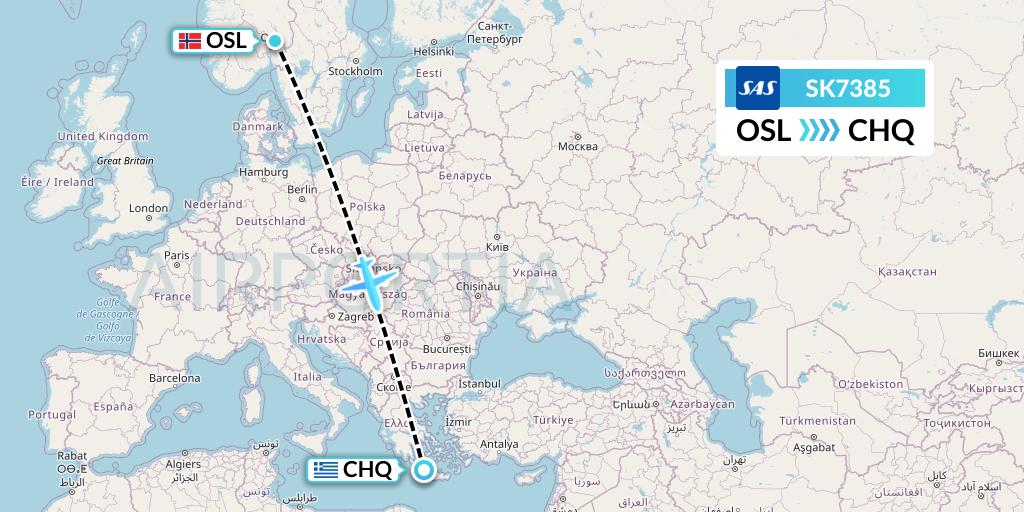 SK7385 SAS Flight Map: Oslo to Chania