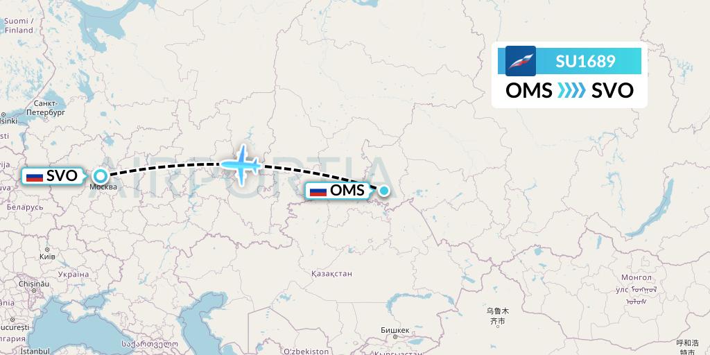SU1689 Aeroflot Flight Map: Omsk to Moscow