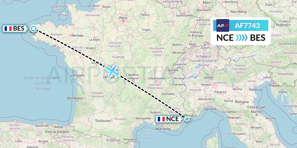AF7743 Flight Status Air France: Nice to Brest (AFR7743)