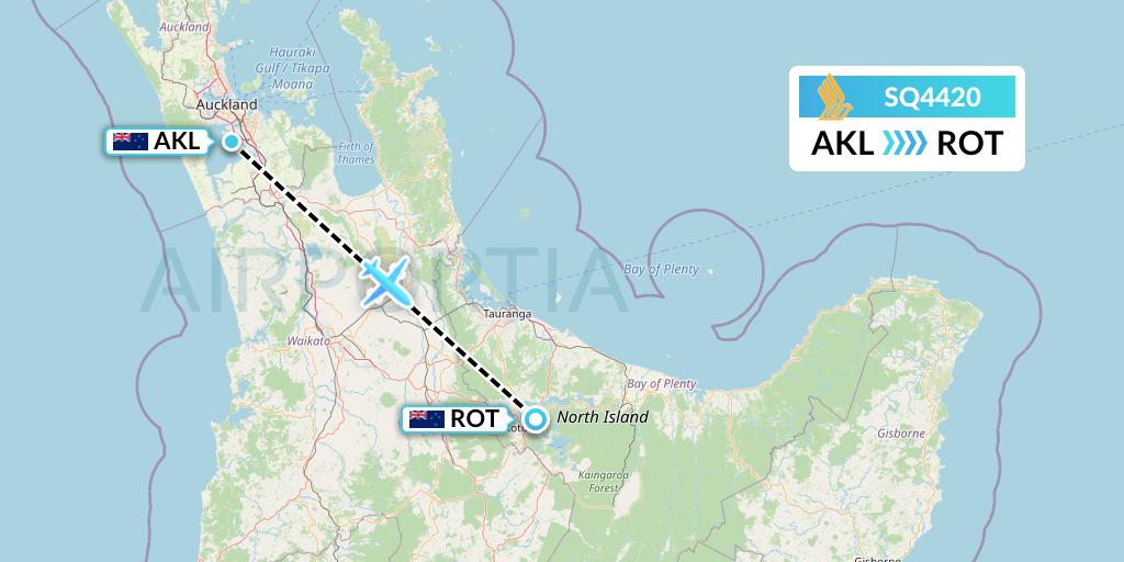 SQ4420 Singapore Airlines Flight Map: Auckland to Rotorua
