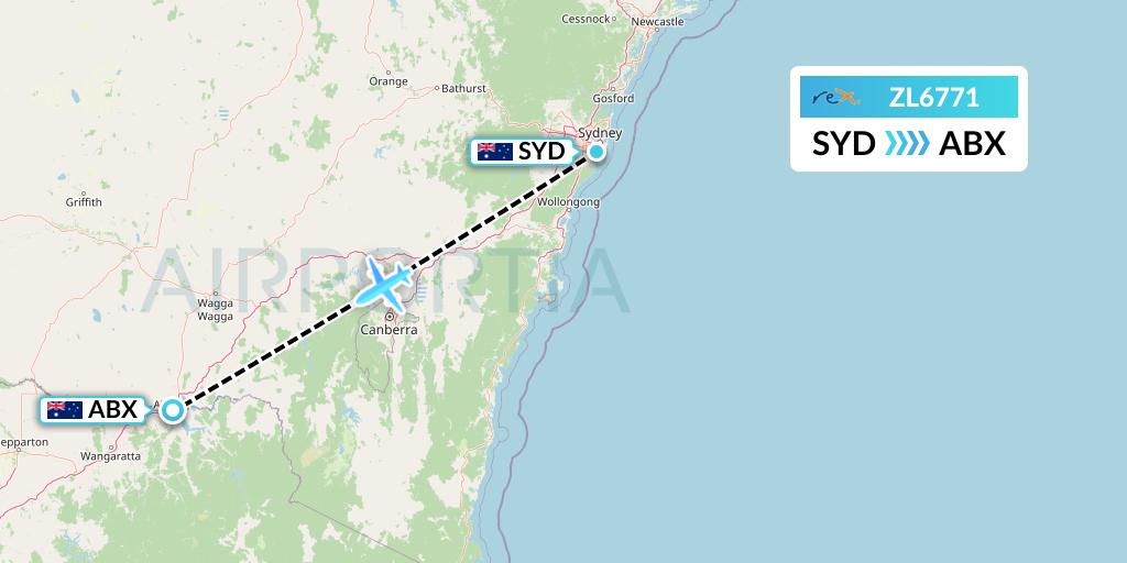 ZL6771 Regional Express Flight Map: Sydney to Albury