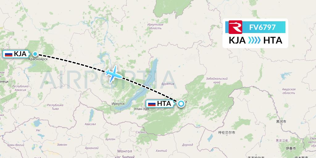 FV6797 Rossiya Flight Map: Krasnoyarsk to Chita