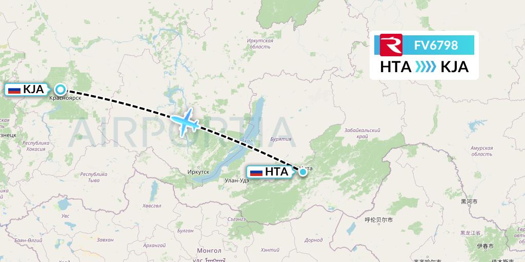 FV6798 Rossiya Flight Map: Chita to Krasnoyarsk