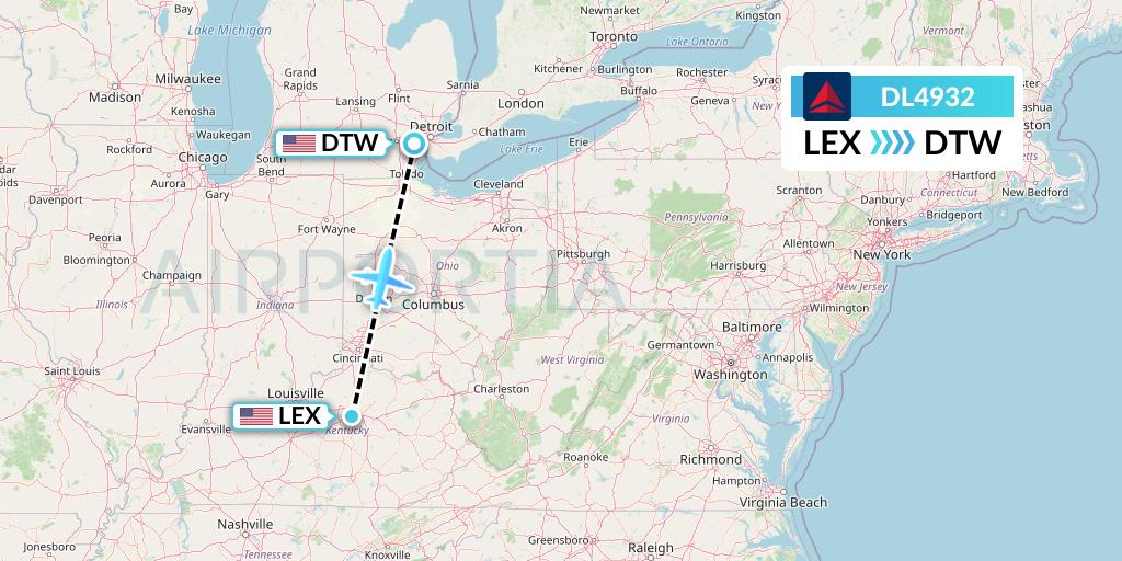 DL4932 Flight Status Delta Air Lines Lexington to Detroit (DAL4932)
