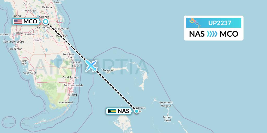 UP2237 Bahamasair Flight Map: Nassau to Orlando