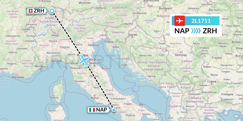 2L1711 Helvetic Airways Flight Map: Naples to Zurich