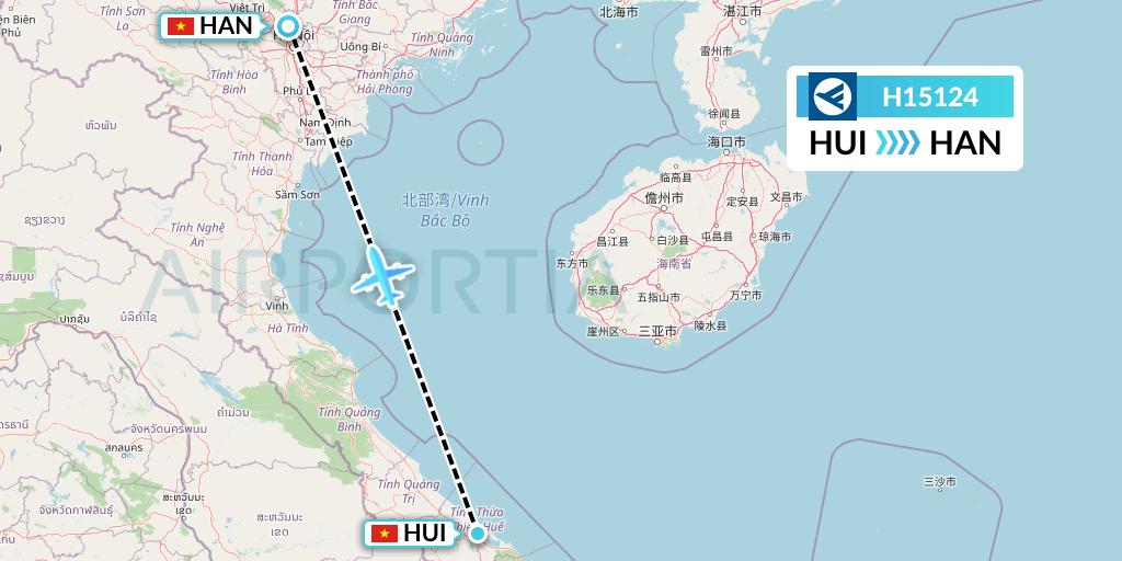 H15124 Hahn Air Systems Flight Map: Hue to Hanoi
