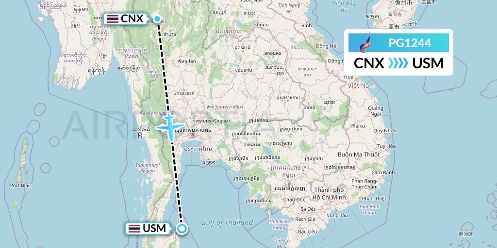 PG1244 Flight Status Bangkok Airways Chiang Mai to Koh Samui (BKP1244)
