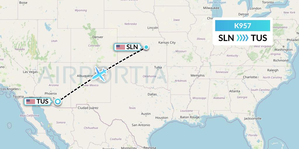 K957 Kalitta Charters Flight Map: Salina to Tucson