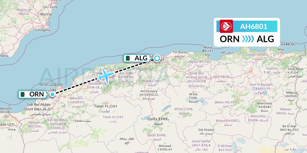 AH6801 Air Algerie Flight Map: Oran to Algiers