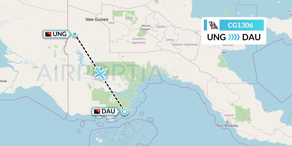 CG1306 Airlines PNG Flight Map: Kiunga to Daru