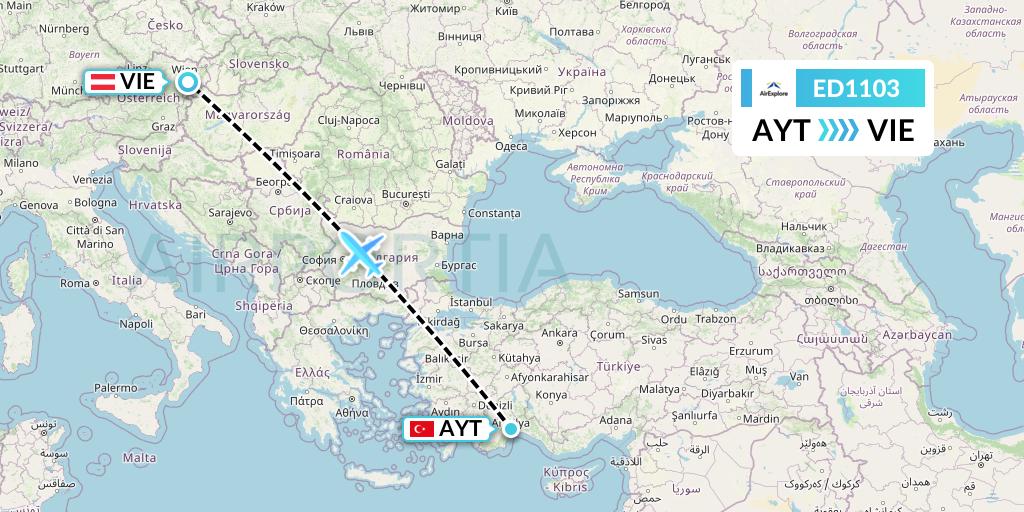 ED1103 AirExplore Flight Map: Antalya to Vienna