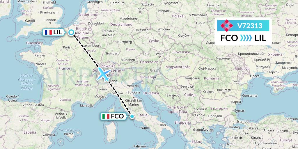 V72313 Volotea Flight Map: Rome to Lille