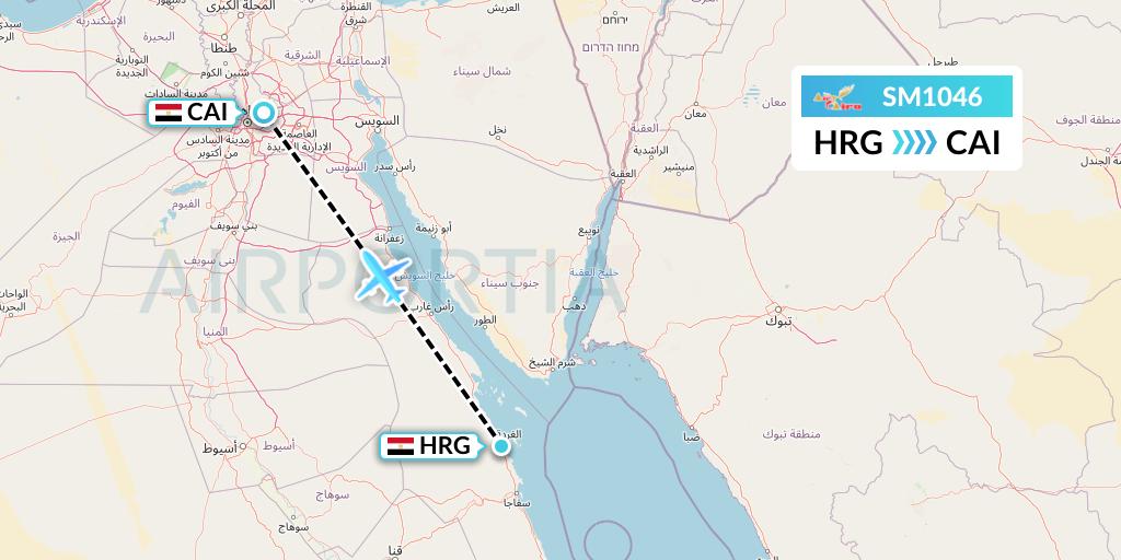 SM1046 Air Cairo Flight Map: Hurghada to Cairo