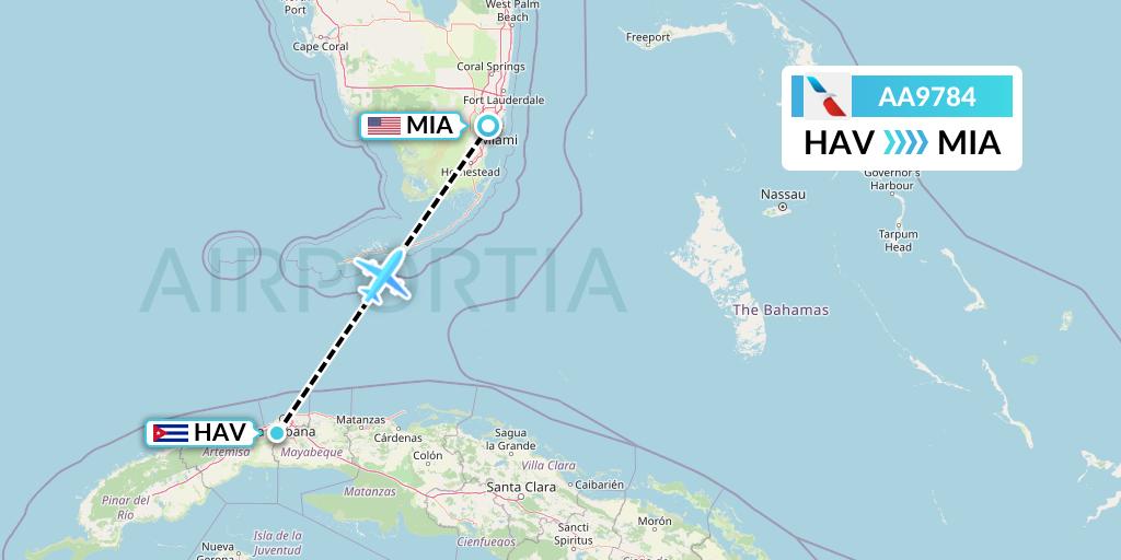 AA9784 American Airlines Flight Map: Havana to Miami