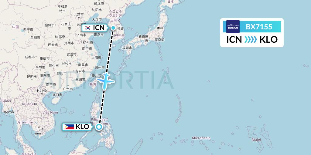 BX7155 Air Busan Flight Map: Seoul to Kalibo