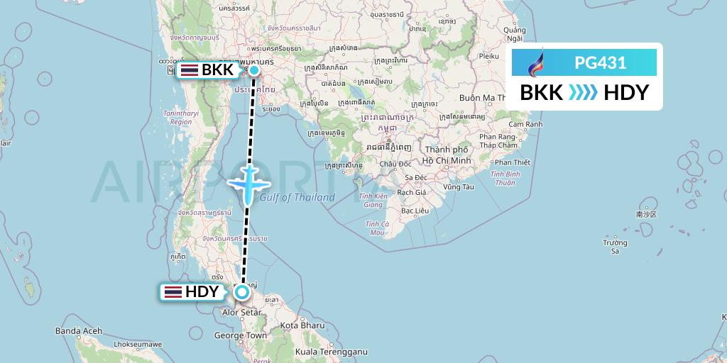 PG431 Flight Status Bangkok Airways Bangkok to Hat Yai (BKP431)