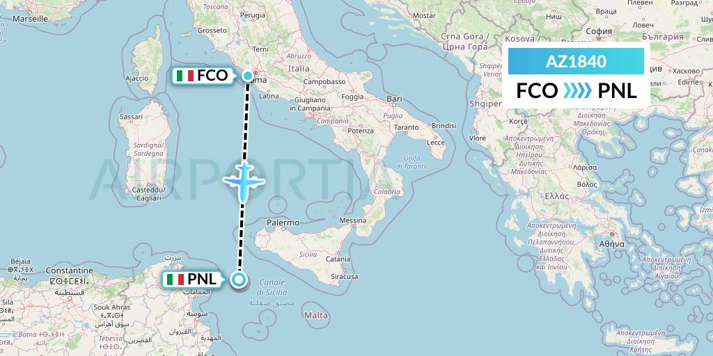 AZ1840 ITA Airways Flight Map: Rome to Pantelleria