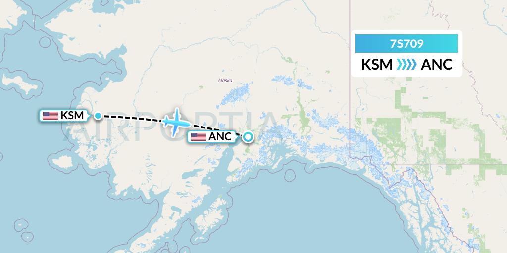 7S709 Ryan Air (USA) Flight Map: St. Mary's to Anchorage
