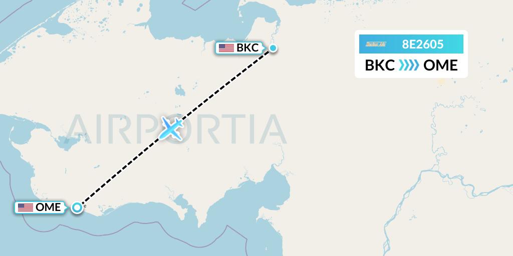 8E2605 Bering Air Flight Map: Buckland to Nome