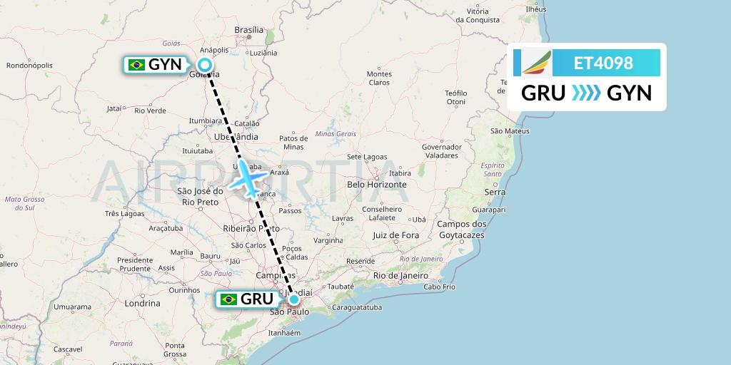 ET4098 Ethiopian Airlines Flight Map: Sao Paulo to Goiania