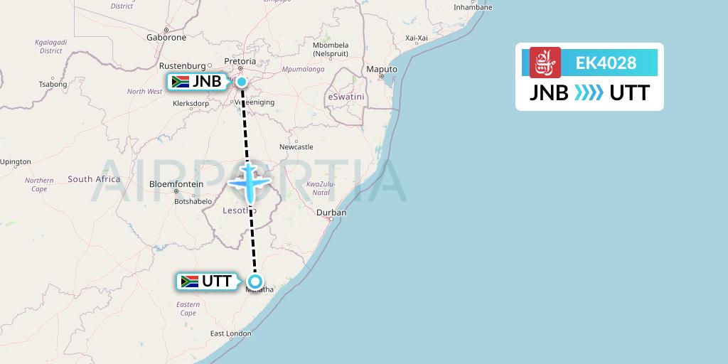 EK4028 Flight Status Emirates Johannesburg to Mthatha (UAE4028)