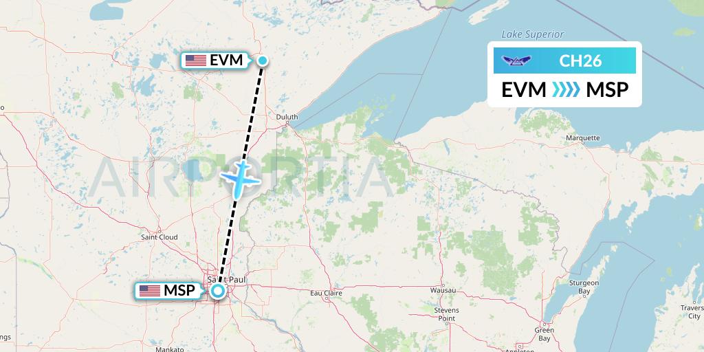 CH26 Flight Status Bemidji Airlines Eveleth to Minneapolis (BMJ26)