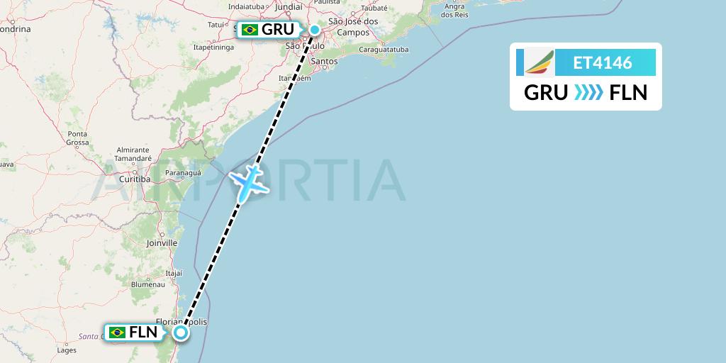 ET4146 Ethiopian Airlines Flight Map: Sao Paulo to Florianopolis