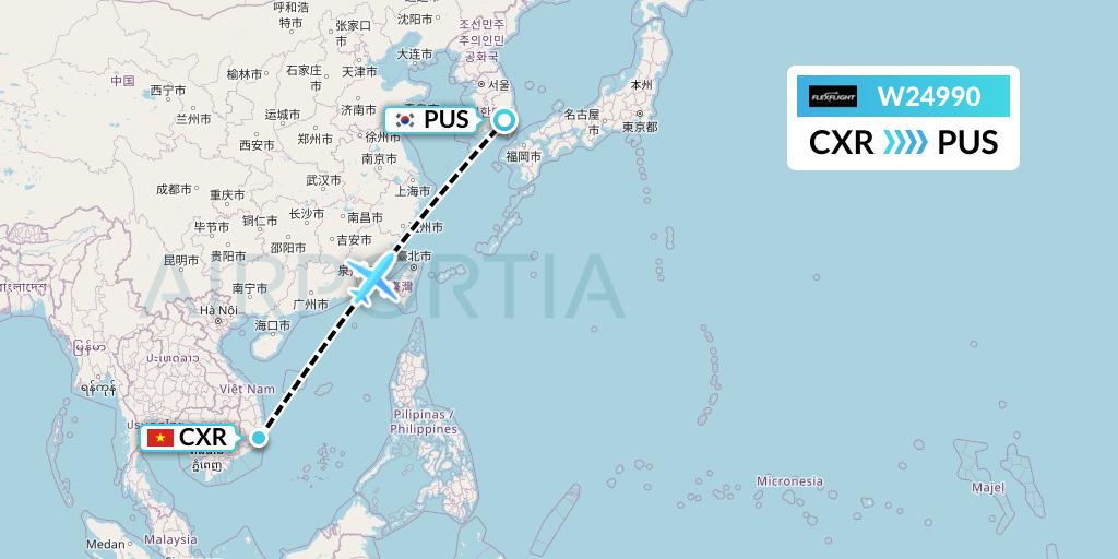 W24990 Flex Flight Flight Map: Nha Trang to Busan