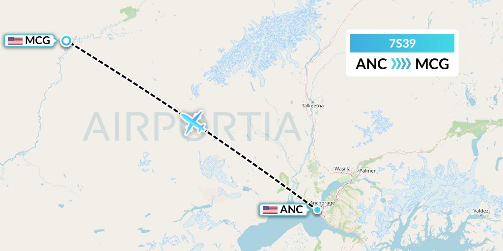 7S39 Ryan Air (USA) Flight Map: Anchorage to McGrath