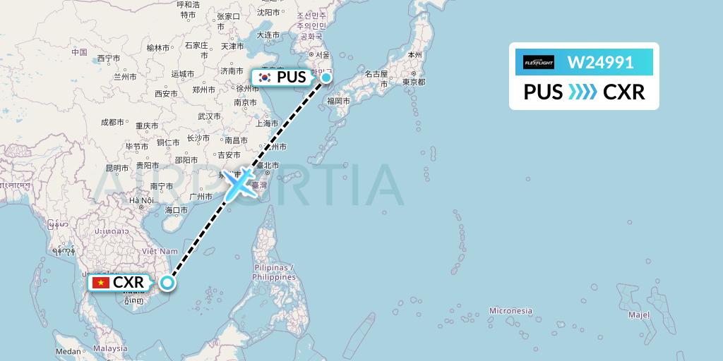 W24991 Flex Flight Flight Map: Busan to Nha Trang