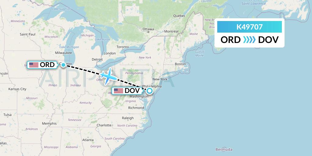 K49707 Kalitta Air Flight Map: Chicago to Dover-Cheswold