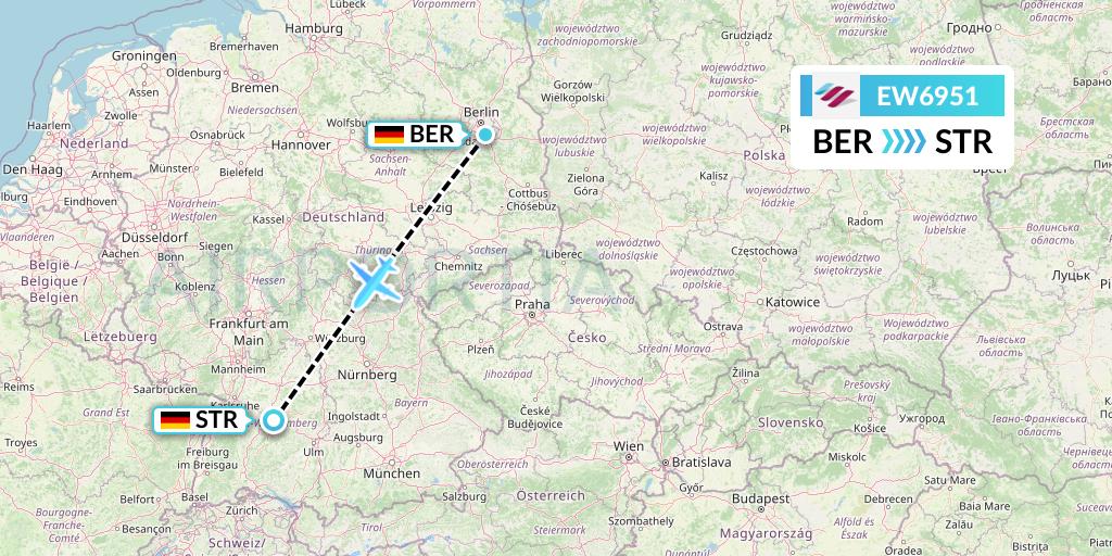 EW6951 Eurowings Flight Map: Berlin to Stuttgart