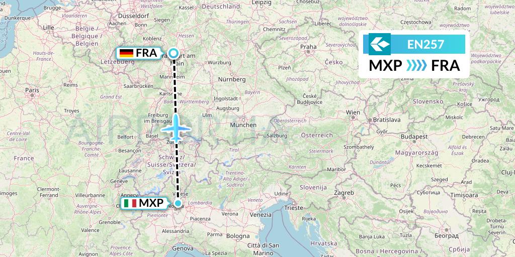 EN257 Air Dolomiti Flight Map: Milan to Frankfurt