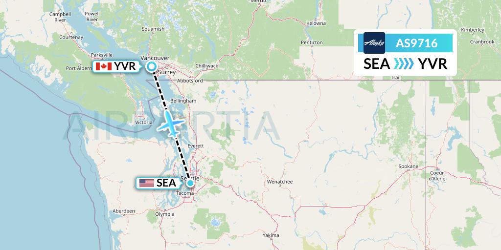 AS9716 Alaska Airlines Flight Map: Seattle to Vancouver