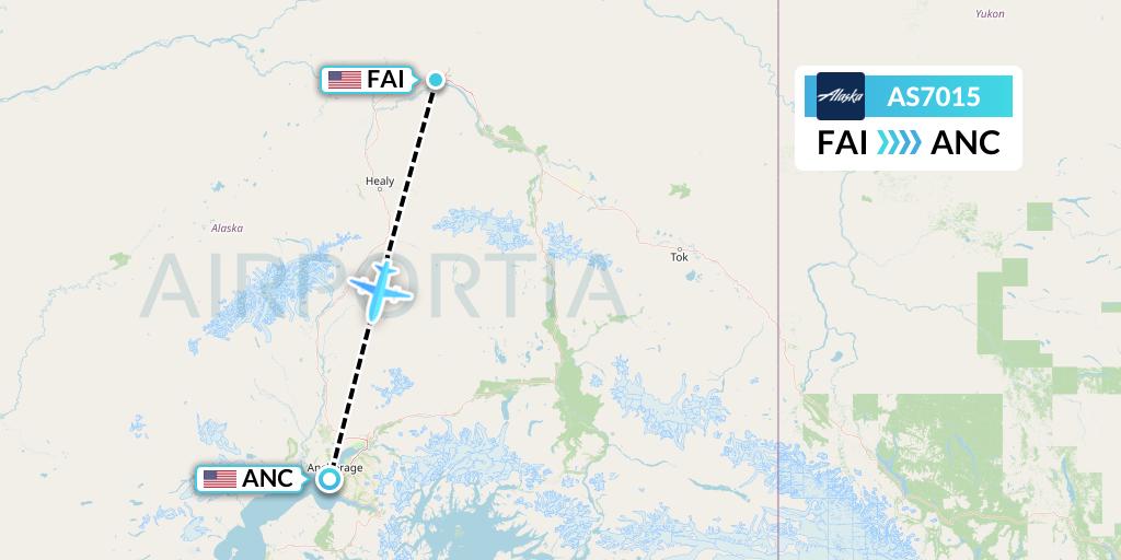 AS7015 Alaska Airlines Flight Map: Fairbanks to Anchorage