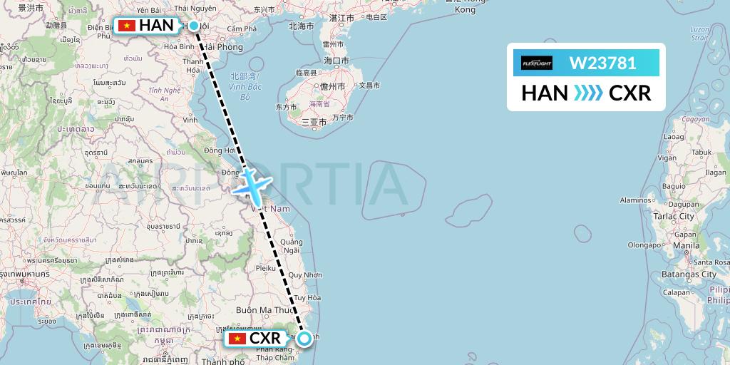W23781 Flex Flight Flight Map: Hanoi to Nha Trang