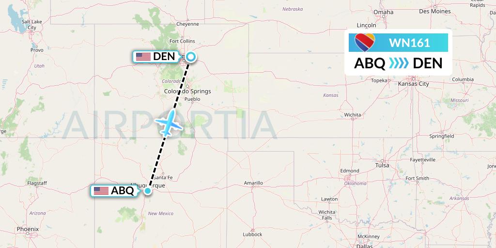 WN161 Southwest Airlines Flight Map: Albuquerque to Denver