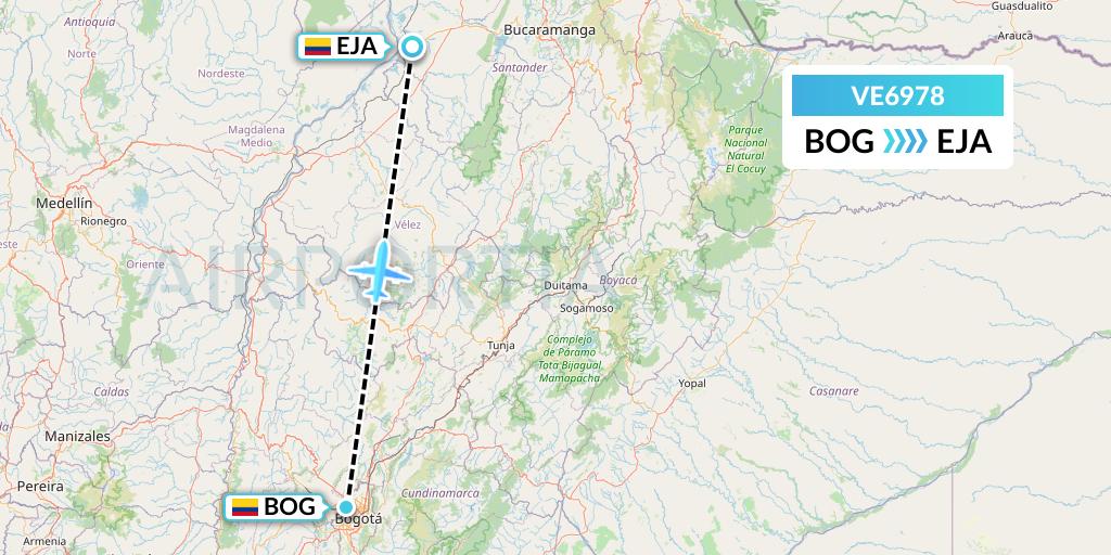 VE6978 Easyfly Flight Map: Bogota to Barrancabermeja