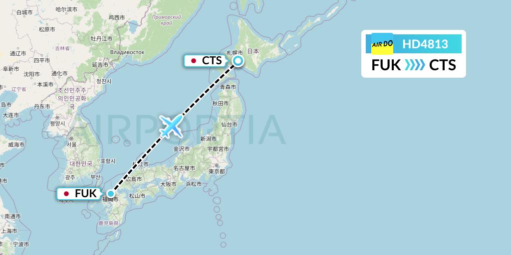 HD4813 Air Do Flight Map: Fukuoka to Sapporo