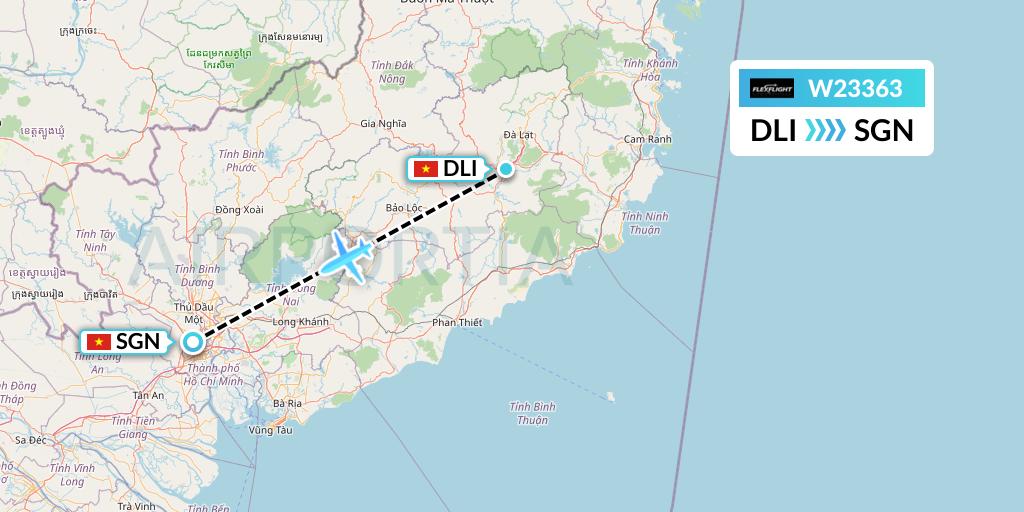 W23363 Flex Flight Flight Map: Da Lat to Ho Chi Minh City
