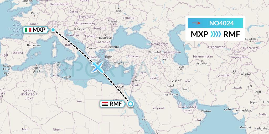 NO4024 Neos Flight Map: Milan to Marsa Alam