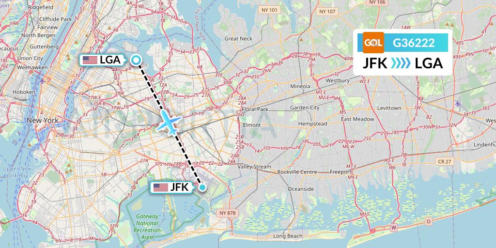 G36222 GOL Transportes Aeros Flight Map: New York to New York
