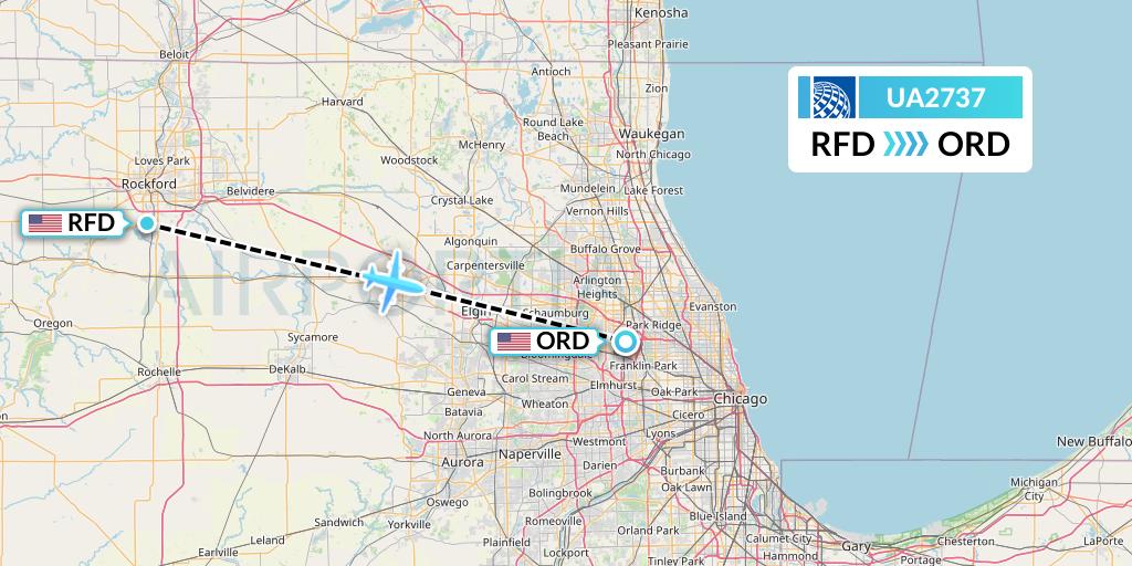 UA2737 United Airlines Flight Map: Chicago to Chicago
