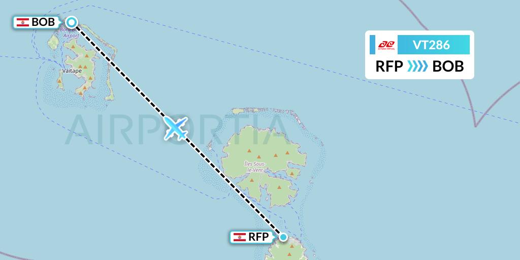 VT286 Air Tahiti Flight Map: Raiatea to Bora Bora
