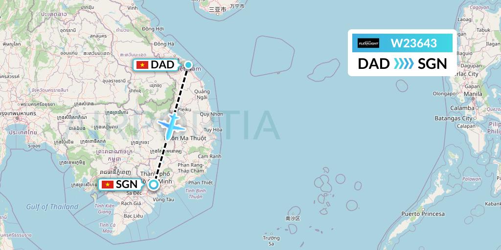 W23643 Flex Flight Flight Map: Da Nang to Ho Chi Minh City