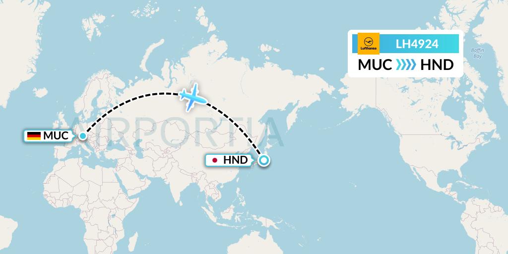LH4924 Lufthansa Flight Map: Munich to Tokyo
