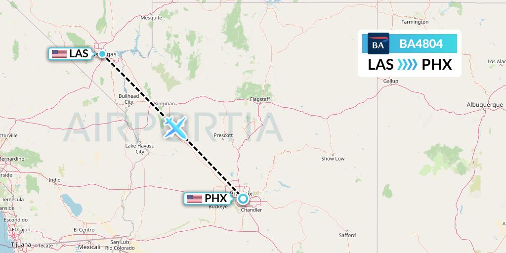 BA4804 British Airways Flight Map: Las Vegas to Phoenix