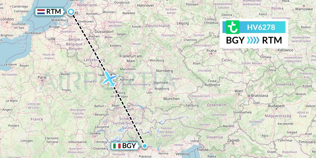 HV6278 Transavia Flight Map: Milan to Rotterdam