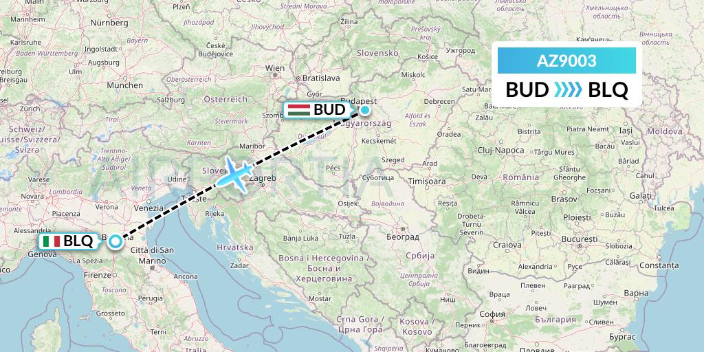 AZ9003 ITA Airways Flight Map: Budapest to Bologna